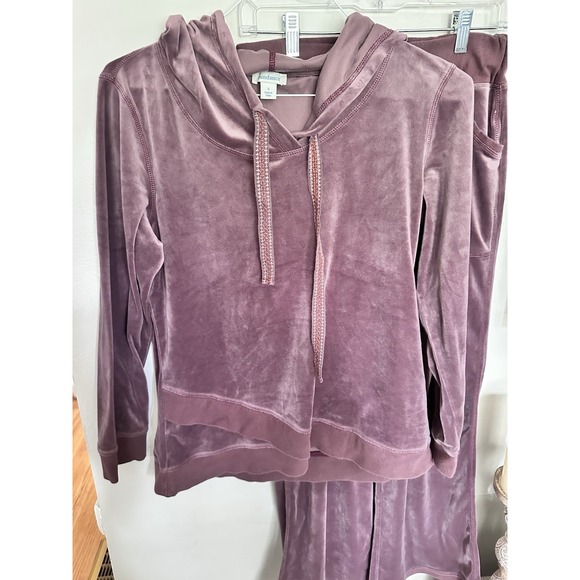 Sundance S Velvet Velour Set‎ Aurora Hoodie & Crop Wide Leg Pants Purple - Picture 2 of 9